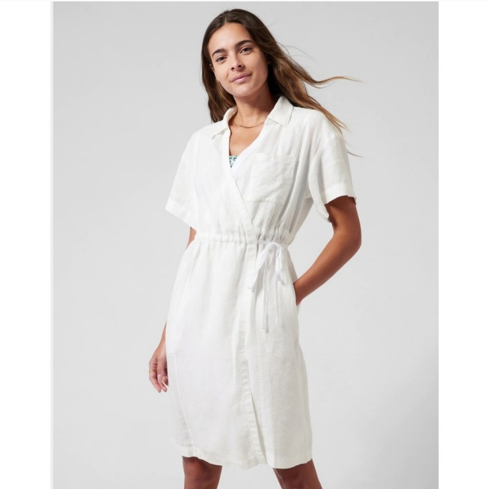 NWT Athleta Linen Playa Wrap Dress